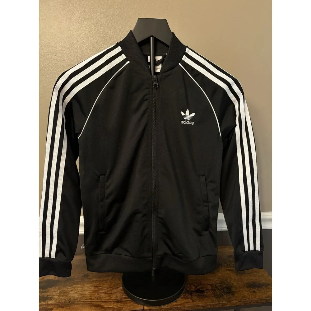 Adidas Youth Kids Sz Medium Adicolor Classics SST Black Track Jacket Trefoil